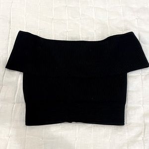 Black off the shoulder crop top.